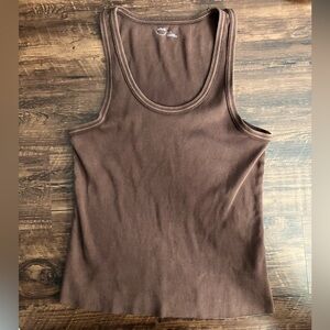 Aerie Ribbed Tank Brown XL